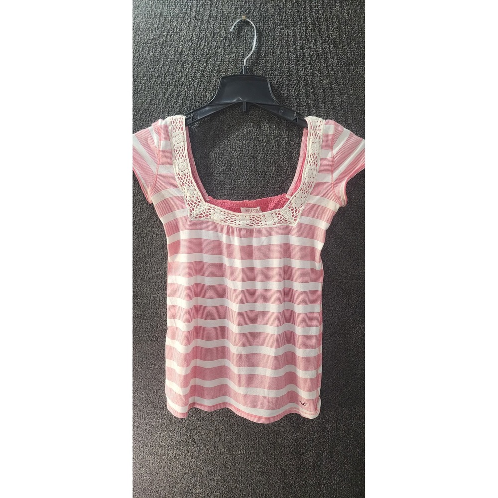 Vintage Y2K Hollister pink and white striped baby doll top Size Medium